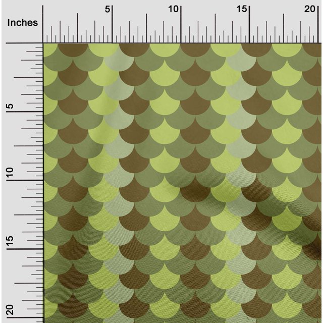 oneOone Polyester Lycra Dark Olive Green Fabric Scales Geometric Craft Projects Decor Fabric Printed By The Yard 56 Inch Wide