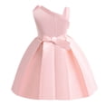 thumbnail image 4 of Ajouts Rares Robes Filles Ajustées Collants Robe Fille Enfants Filles Robe à une Épaule en Satin Tissu Piano Couleur Unie, 4 of 6