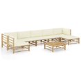 thumbnail image 1 of vidaXL 8 Piece Garden Lounge Set with Cream White Cushions Bamboo, 1 of 12