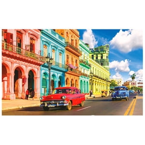 Staron Jigsaw Puzzles 500 Pieces for Adults Kids, Colorful City Street Red Car Jigsaw Puzzles Family Challenging Funny Puzzle