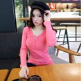 thumbnail image 3 of pxiakgy Hauts Col Rond Coréen Chemise Longue Manches Décontractée version Bouton blouse Ample Femme Rose TG, 3 of 8