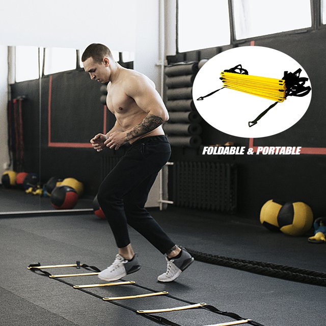 Football Speed Agility Training Kit Agility Ladder Football Ladder with 12-Rung with 12 Cones and 4 Stakes Football Training Equipment Speed Agility Training Kit for Football