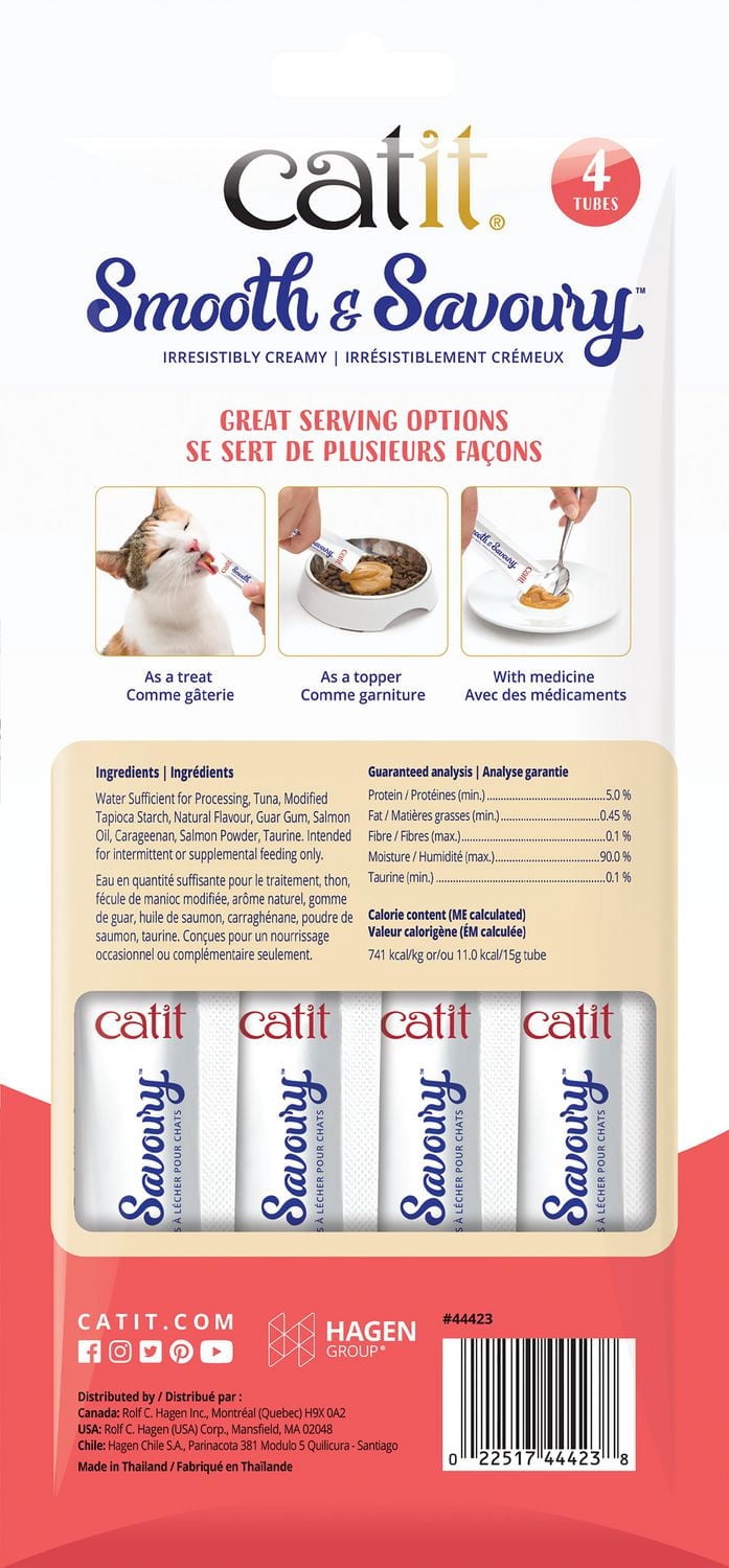 Catit Smooth & Savoury Cat Treat, Tuna with Salmon, 4 x 15g pack
