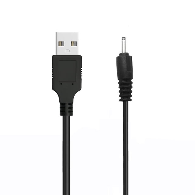 axGear USB To DC DC Barrel Jack Power Cable Adapter Wire Connector 2.0 x 0.6mm. The cable features a USB A male connector on one end and a type N barrel power connector on the other, with a cable length of 2.3 ft (70 cm). Designed for charging 5V DC devices via a USB port, it has a DC outside diameter of 2.0 mm and an inside diameter of 0.6 mm. Ideal for powering external drives or mobile peripherals.