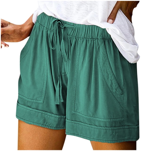 Fsgntruao Womens Plus Size Comfy Drawstring Casual Elastic Waist Pocket Loose Shorts Pants