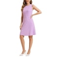 thumbnail image 4 of INSPIRE CHIC Women's Wear to Work Solid Color Sleeveless A-Line Flared Midi Dresses S Light Purple, 4 of 6