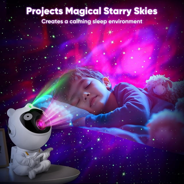 RKSTN Projecteur d'Astronaute Hachoir avec Minuterie et Télécommande Projecteur d'Étoiles Veilleuse LED Thème Spatial Rotation 360 pour Déco de Chambre Enfants Noël Anniversaire