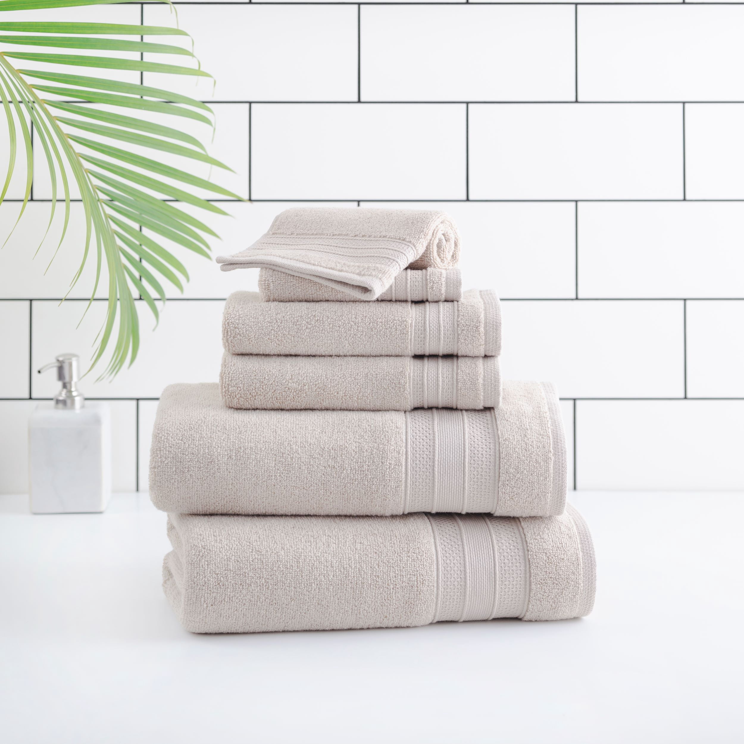 Ensemble de 6 serviettes de bain unies hometrends, beige