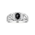 thumbnail image 1 of RYLOS Men's Rings Sterling Silver Classic 7X5MM Oval Gemstone & Diamond Ring Black Star Sapphire March Birthstone Rings For Men Size 10, 1 of 7