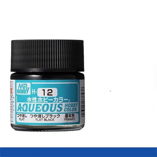 Mr. Hobby Aqueous H12 Flat Black Acrylic Paint 10ml for Scale Models & Miniatures