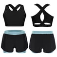 thumbnail image 3 of MSemis Kids Girls 2pcs Sports Set Keyhole Cross Back Tank Tops and Shorts Set For Yoga Gymnastics Dance Light Blue 12, 3 of 4
