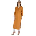 thumbnail image 4 of Phagun Indo WesternSolid Kurti For Women's V-Neck W/ Side Slit Indian Traditional Wear, 4 of 7