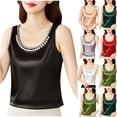 thumbnail image 1 of HVOBTTY Womens Summer Comfy Beach Plus Size Casual Solid Color Sleeveless Round Neck Loose Soft Breathable Versatile Daily Pullover Tank Top Red ,M, 1 of 4