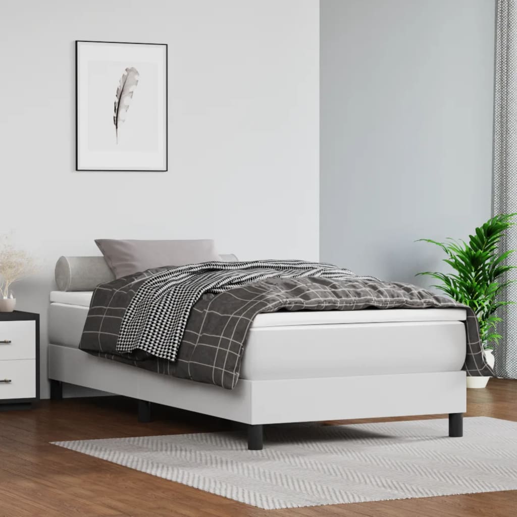 vidaXL Cadre de Lit Blanc 100x190 cm Lit Simple Similicuir