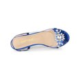 thumbnail image 4 of BLISSFUL STEP Women's Flower Rhinestone Slingback Clear Mid Heel Slip On Sandals Blue 9.5, 4 of 7
