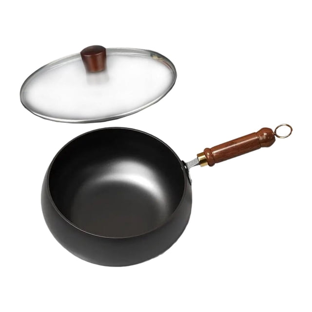 jifeng Wok Pan Gas Cookware Induction Cooker Frying Pan for Restaurant Kitchen Home 30cm glass lid