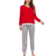 TopLLC Pajama Sets Lounge Sets for Women ,Women'S Sleepwear Women Wear Wear Pocket Home Sleep Set Tops+Pants Pajama Sets