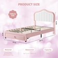 thumbnail image 2 of Twin XL Upholstered Platform Bed Frame with Storage Drawer and Smart RGB LED Headboard Crown Design No Box Spring Needed Pink, 2 of 7
