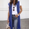thumbnail image 2 of FAIWAD Women's Sleeveless Cardigan Solid Color Draped Open Front Vest Plus Size Lightweight Coat, 2 of 6