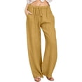 thumbnail image 1 of RXIRUCGD Pantalon Long Grand Décontracté pour Femmes, Couleur Unie, à la Mode et Confortable, avec Cordon de Serrage, Jaune, Taille : 2TG, 1 of 6
