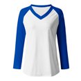 thumbnail image 4 of FAIWAD Women’s Color Block Tunic Top Long Sleeve Patchwork V Neck Plus Size Pullover Top, 4 of 4