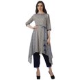 thumbnail image 1 of Moomaya Asymmetric Kurti With Pant Indian Tunic Tops Printed Kurti Set For Women, 1 of 6