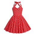 thumbnail image 1 of Wxirdiow Mode Filles Combishort d'Été à Imprimé Floral pour Filles Confortable et Doux pour la Peau Robe à Encolure à la Mode Rouge Melon D\'eau Taille, 7-8 Ans, 1 of 5