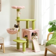 PAWZ Road 47" Flower Cat Tree with Sisal Scratching Post Cute Condo for Indoor Medium Cat Pink