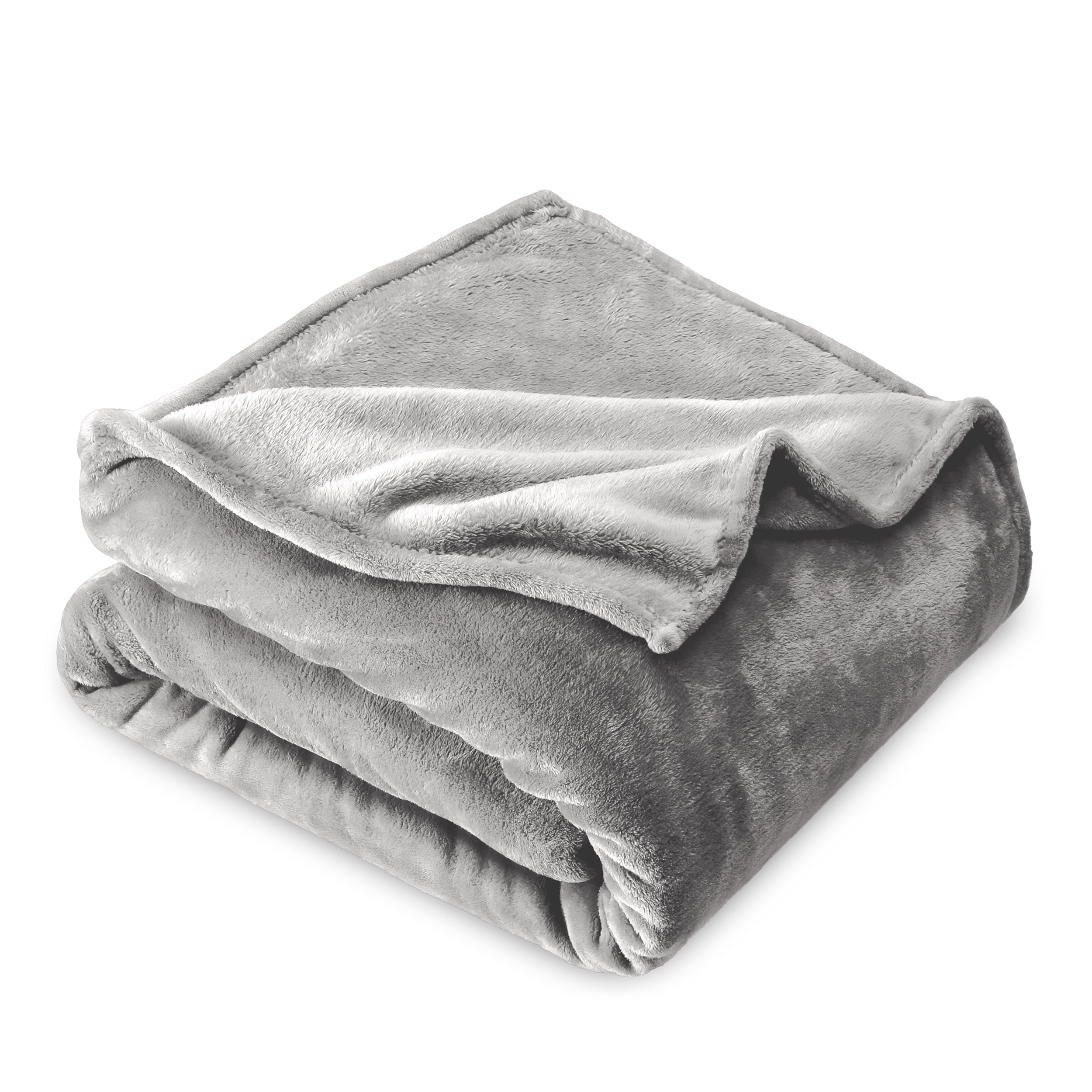 Bare Home Microplush Fleece Blanket - 300 GSM - Fuzzy Microfleece - Soft & Plush - Full/Queen, Light Gray