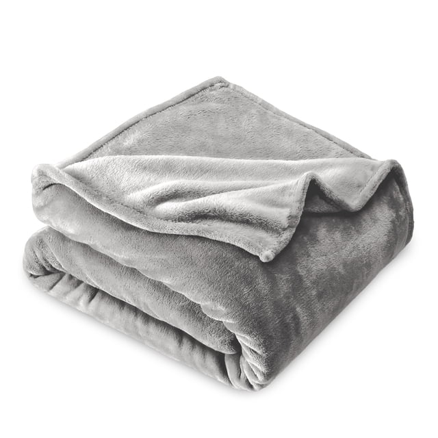 Bare Home Microplush Couverture en Molleton - 300 G/m2 - Microfibre Duveteuse - Douce et Moelleuse - Lit Simple/simple TG, Gris Pâle