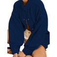 thumbnail image 2 of Womens Oversized Cardigan Long Sleeve Button Down Chunky Knit Loose Fall Sweater Coats Dark Blue XL, 2 of 8