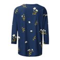 thumbnail image 5 of Pompotops T-shirt Ample Imprimé pour Femme Blouse à Manches 3/4 Col Rond Hauts Décontractés Liquidation, 5 of 5