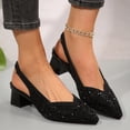 thumbnail image 2 of RXMEKW Rhinestone Slingback Pumps for Women, Pointed Toe Low Block Heel Sandals with Elastic Strap for Wedding, Cocktail Party, and Formal Events in Black, Champagne, and Silver, 2 of 9