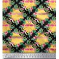 thumbnail image 2 of Soimoi Black Georgette Viscose Fabric Flamingo & Bird Decor Fabric Printed Yard 44 Inch Wide, 2 of 5