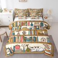 thumbnail image 1 of YST Bookshelf 7 Piece Comforter Set,Cartoon Bookcase Bedding Set Queen Size,Cartoon Cat Bed in a Bag,School Library Flat Fitted Sheet,Academic Books Soft Reversible Bed Set, 1 of 5