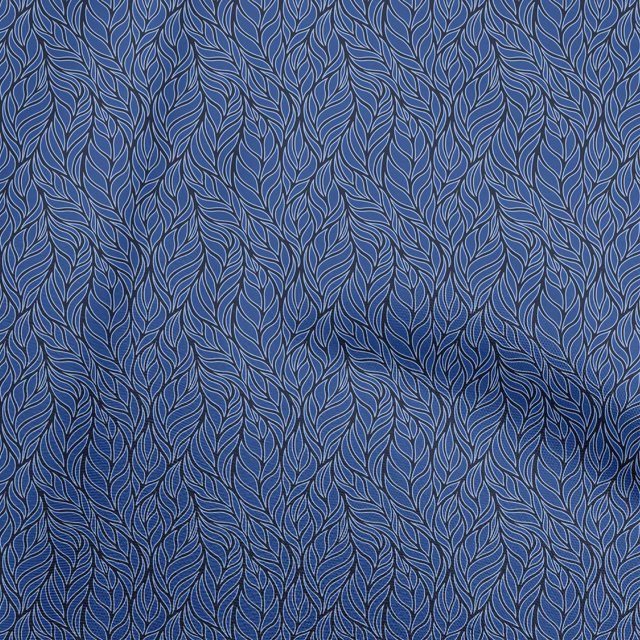 oneOone Tissu Velours Bleu Feuilles Matériel de Robe Tissu Imprimé Tissu au Mètre 58 Pouces de Large