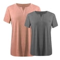 thumbnail image 3 of Timegard Haut 2 Pcs Grande Taille pour Femmes Été Manches Courtes Col en V Blouse Confortable Décontractée Mi-Longue, 3 of 3