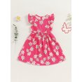 thumbnail image 2 of EYIIYE Robe Midi d'Été pour Petite Fille 1T-8T, Robe Trapèze à Manches Volantées pour Tout-Petit, Imprimé Floral, Col Rond, Robe Décontractée, Col Rond, Robe de Princesse à Fleurs pour Fête, Mode pour Enfants, Vêtements Mignons pour les Vacances, 2 of 6
