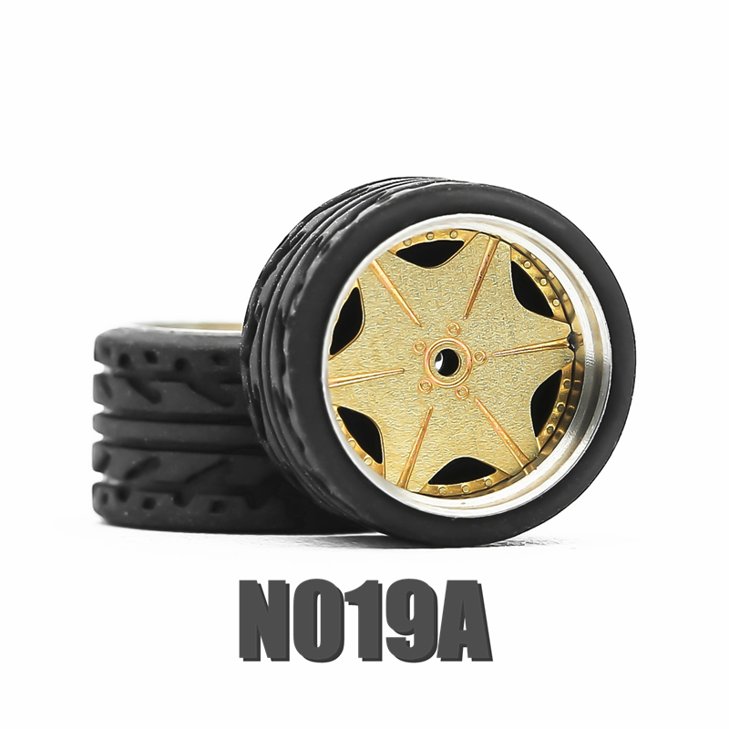 1/64 Hot Wheels Carlomo N-Class 2 Detail-up Sets Wheels With Rubber Tires Assembly Rims for Model Car Tomica 4pcs Set N019A