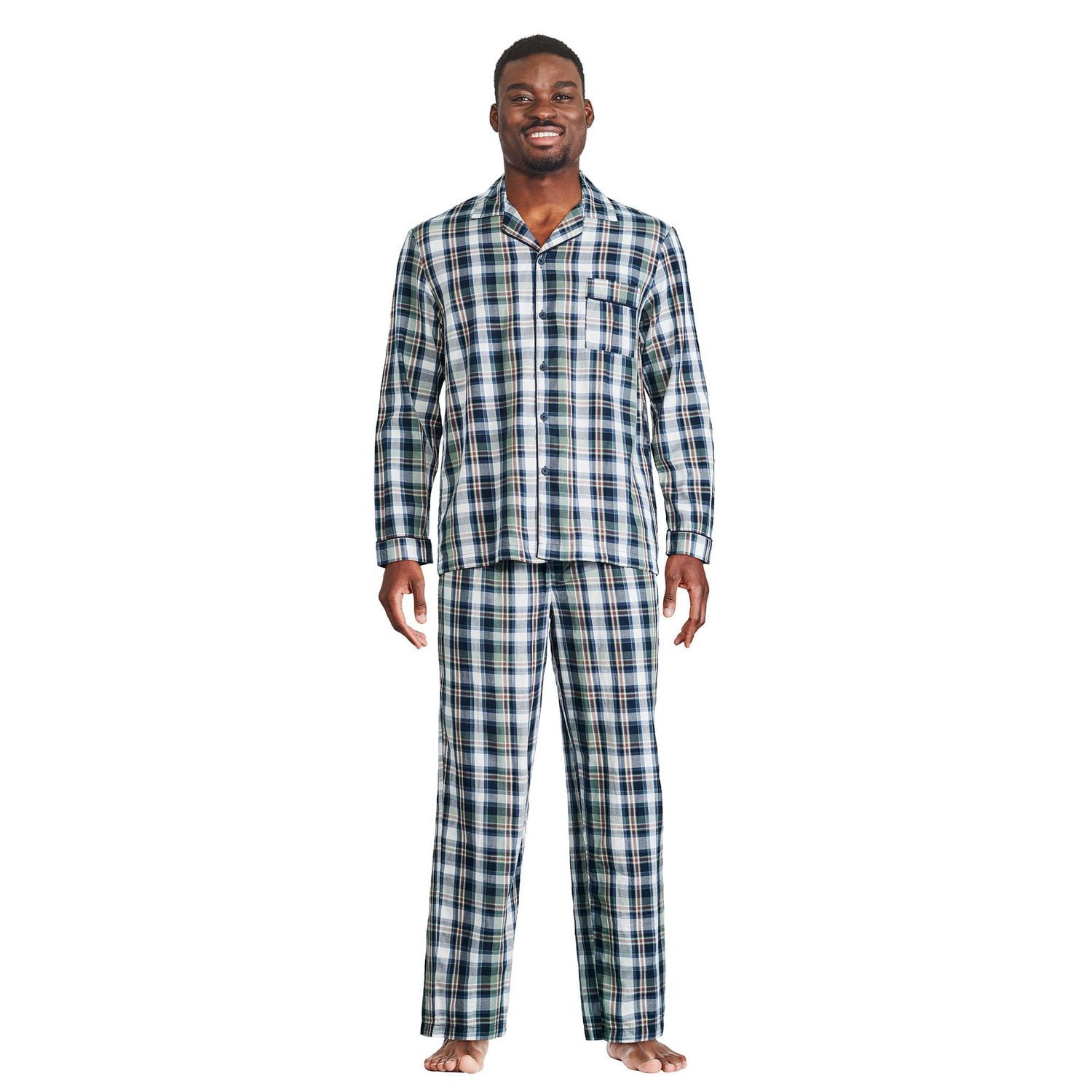 George Men's Notch Collar Pajama 2-Piece Set
