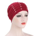 thumbnail image 2 of Women Solid Color Flower Design Hair Cover Muslim Bonnet Turban Hat Hijab Cap, 2 of 7
