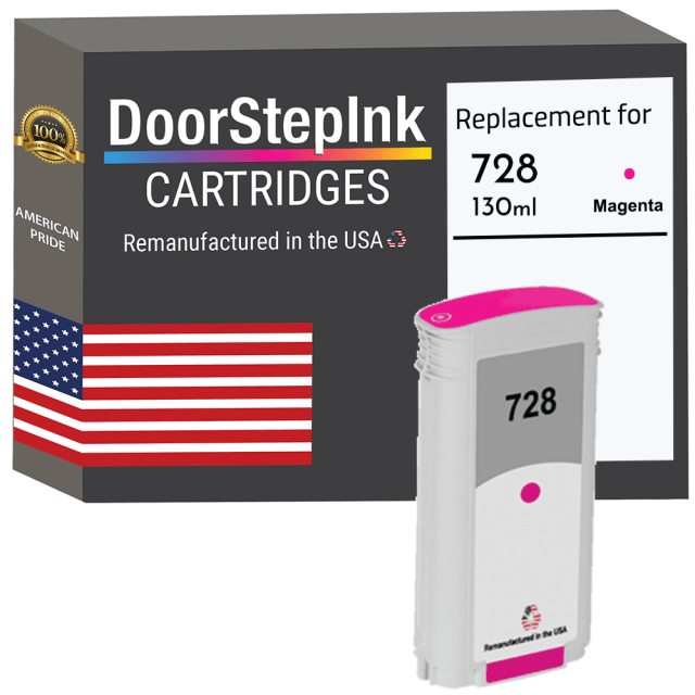 DoorStepInk High Yield Ink Cartridge for HP 728 130ML Magenta Compatible with HP Designjet T730, T830