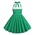 thumbnail image 2 of Plebaso Robes pour Filles Vintage Col Suspendu Taille à Pois Imprimé Robe Princesse Vêtements de Mode pour Filles, 2 of 3