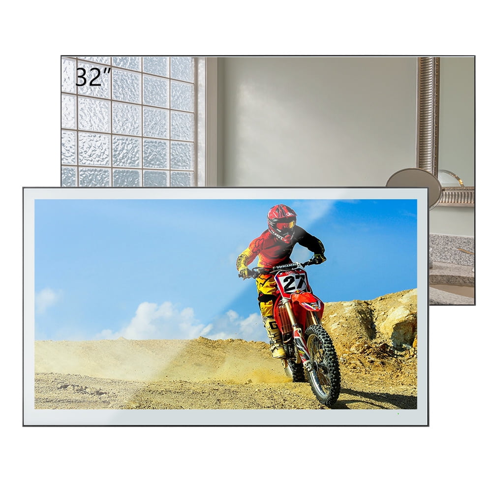 Elecsung 32 inches Smart Mirror TV 4K UHD Google Compatible Waterproof IP66 Bathroom Use Bathtub Vanishing Wall LED Television