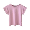thumbnail image 1 of SUXIAN Débardeurs pour Enfants T-Shirts d'Été Manches Courtes Col Rond T-Shirt Décontracté Confortable Extensible T-Shirts Tout-Petits Enfants Tenue Quotidienne Débardeurs pour Enfants Violet Pâle 2-3 Ans, 1 of 3