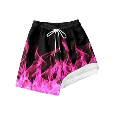 Maillot de Bain Garçon Uni avec Doublure de Compression Short de Bain Extensible Rose Vif 10T/10 A-12 A