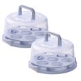 thumbnail image 1 of Oleegame 2 Pcs Rouleau de Papier d'Aluminium Contenant à Gâteau Couvercle en Plastique Couvercle Porte-Gâteau Cupcake Portable Rond Deux Base pour Biscuits Fruits Etc., 1 of 9