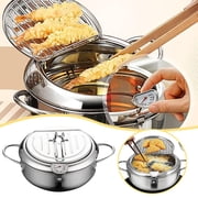 Binwennn Stainless Steel Deep Fryer New Japanese Deep Fryer Stainless Steel Deep Fryer With Lid Temperature Control And Oil Filter Rack Suitable For Kitchen Home Use Air Fryers Pan Air Fryer Tray Air