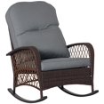 thumbnail image 1 of Outsunny Rattan Rocking Chair with Soft Cushion for Garden, Grey, 1 of 10