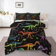thumbnail image 2 of Erosebridal Dinosaur Skeleton Bedding Sets King with Comforter, Neon Colorful Duvet Insert, Cartoon Dots Decor, Reversible, 2 of 8